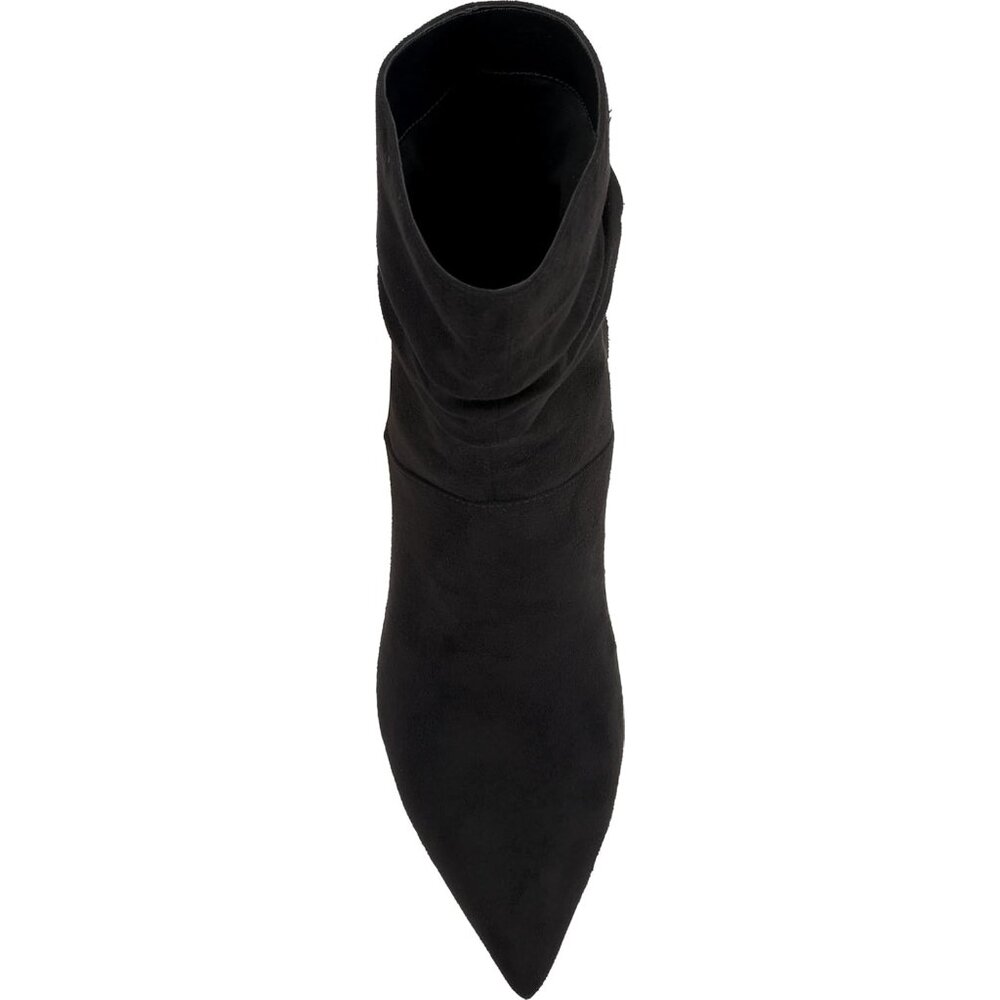 Women's Black Suede Elisti Pull On Stiletto high heel Mid Calf Boots Shoes - Picture 5 of 7